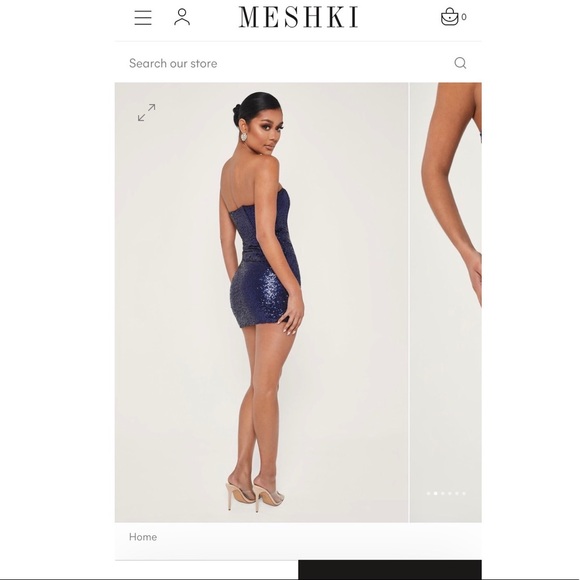 BNWT Meshki navy sequinned Selma mini dress - Picture 4 of 10